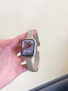 Magnetic Folding Loop Band For Apple Watch 9 8 7 41mm 45mm Slim Women Stainless Steel Strap For iwatch SE 6 5 4 40/44mm 38/42mm