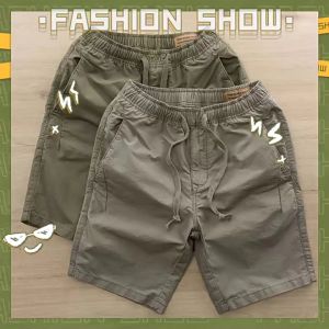 กางเกงขาสั้นผู้ชายลำลองทรง Cargo ทำจากผ้าฝ้าย มาพร้อมเชือกรูดเอว ยืดหยุ่น เหมาะสำหรับฤดูร้อน กางเกงใส่วิ่ง ออกกำลังกาย หรือสำหรับเดินป่าแบบคลาสสิก