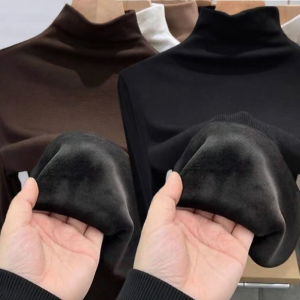 Lieoyuarn | Fluffy Fleece Turtleneck Slim Fit Top Long Sleeve