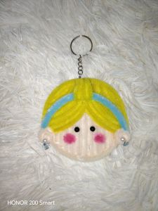 Disney Princess Mirror Keychain Fuzzy Wire - Ariel Cinderella Jasmine Snow White Belle - Handmade - Keychain - Accessory - Gift