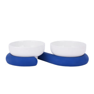 Zeze Thickened Ceramic Cat Bowl Double Bowl Pet Supplies Protect Cervical Spine Anti-Flip Cat Food And Water Drinking Bowl