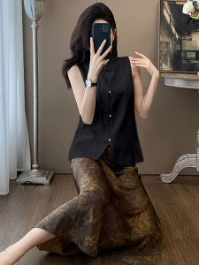 New Chinese Style Womens Vest 2025 Summer Thin Outerwear Professional Set High-End Feelings Commute Polyester Fiber