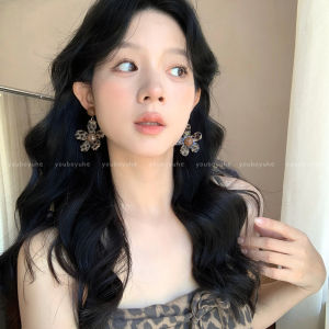 ต่างหูรูปดอกไม้ลายเสือดาวสไตล์ย้อนยุคสำหรับผู้หญิง เครื่องประดับแฟชั่นที่ทำจากโลหะผสม ต่างหูแบบห้อยที่มีขนาดเล็กและมีลูกเล่นเก๋ไก๋