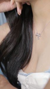 Mizuchol-สร้อยเงินแท้ชุบทองคำขาว ประดับพลอย Blue Topaz - Blue Ribbon