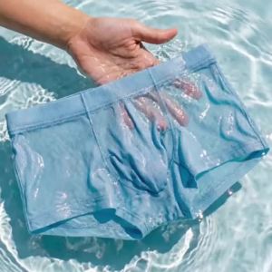 2PCS Men Underpant Elephant Nose Mid Waist Solid Color High Elastic Soft Stretchy Breathable Anti-septic Men Underpant Underwear