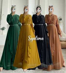 Zahira1808 Gamis Syalima Dress Bahan Ceruty Baby Doll Aplikasi Mote Jait Import Gamis Syari Murah Trendi Baju Syari Muslim Wanita Ibu Terlaris Baju Pesta Best Seller Gamis Gamis