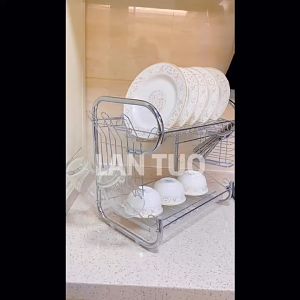 ชั้นวางจาน 2 ชั้น ที่คว่ำจาน (มี2แบบ) กล่องเก็บจาน ชาม มีฝาปิด และ ถาดรองน้ำ ที่วางจาน ชั้นคว่ำจาน แต่ละชั้นมีกันตก - Lazada