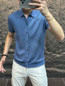 Thời Trang Mùa Hè Họa Tiết Dứa Bật Xuống Cổ Áo Áo Thun Ngắn Tay Nhẹ Sang Trọng Chất Lượng Cao Đa Năng Thời Trang/ Phong Cách Áo Thun Đẹp Trai