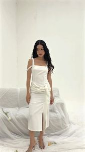 Vella Fashion - Đầm midi xếp nơ 3D quấn ngang eo váy dự tiệc nữ VD24008