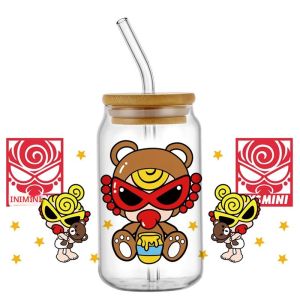 ใหม่การ์ตูน Hysteric Cool เด็ก 3D ถ้วยสติกเกอร์ UV DTF กันน้ําโอน Decals16oz Libby แก้วออกแบบถ้วย Wraps เด็กของขวัญ