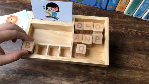 NextToy | Spelling Games Wooden Matching Letters Toy with Words Flash Cards Alphabet Learning Puzzle Wooden Blocks Spelling Game Alphabet Letter Matching Flash Cards ABC Cubes Sight Words Learning Montessori Toys for Preshcool Boys Girls Gift for Kids