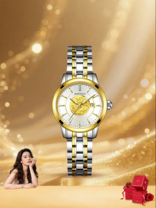 Shanghai | Ladies Automatic Mechanical Watch with Dragon and Phoenix 24K Gold Design