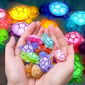 100Pcs Glow-In-The-Dark 3D Turtle Figurines - Colorful Translucent Plastic Decorations for DIY Crafts Party Favors Classroom