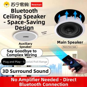 Newman Wireless Bluetooth Ceiling Mounted Speaker Broadcast Shop Embedded Horn 310 Metal Shell Virtual Surround Sound Effect