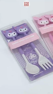 Cute Kids Utensils Cartoon Tableware Spoon and Fork Set (BGJAYA)