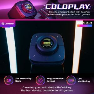 COLOLIGHT COLO PLAY Cyberpunk Desktop Controller Clock PC Secondary Screen Custom Keypad Retro Game Console - Black