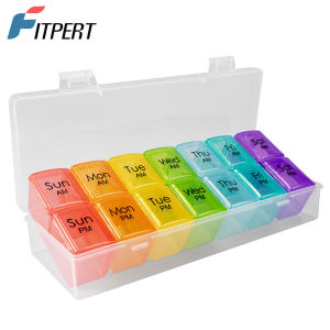 Weekly Pill Organizer 2 Times A Day Pill Cases Organizers 7 Day with Separate Container Case for Fish OilsVitaminSupplements