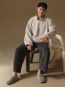 me home wear | Warmth Enhanced Fleece Pajamas Loose Fit