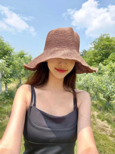 Summer Hand-Woven Fine Hook Knitting Accessible Luxury Straw Hat Sun Hat Lady Fairy Travel Sun-Proof String Fisherman Hat