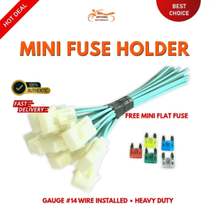 MINI FUSE HOLDER PLASTIC W/FREE FUSE JAPAN WIRE INSTALLED HEAVY DUTY