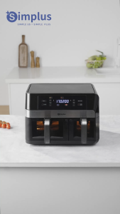 Simplus Air Fryer Dual Baskets 10L Ultra Large Capacity LCD Screen 11 Preset Programs Viewing Window