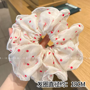 Super White Gentle Large Polka Dot Hair Ties Womens High-End Lazy Style Big Size Head Ropes Ball Head Ties Hair Accessories