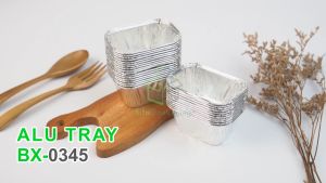 [10 Pcs] Alumunium Foil Tray Cup BX 0345 Tanpa Tutup Macaroni Schotel Lasagna Pastel Tutup Klapertart Brownies Roti Bolu Mini