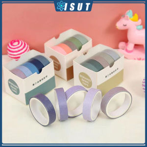 5 Pcs Solid Color Masking Tape Hand Ledger Tape Diary Scrapbooking DIY Decoration Gift Box Set Hand Ledger Decorative Material and Paper Tape Stickers
