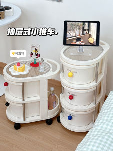 Mobile Small Cart Drawer Style Storage Rack with Wheels Large Capacity Snacks Cosmetics Organizer for Dormitory Side Table