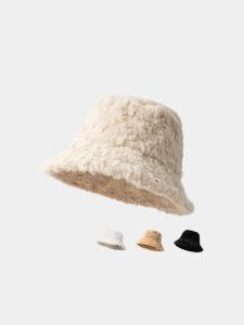 Lamb Fur Vestige Fisherman Hat Womens Autumn Winter Large Head Size Warm Face Slimming Winter Cold Resistance Fashionable Bowl Hat