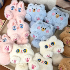 Cute Plush Long Tailed Cat Keychain Kawaii Cartoon Doll Bag Pendant Pinch Squeak Key Ring Accessories For Women Girls Couples