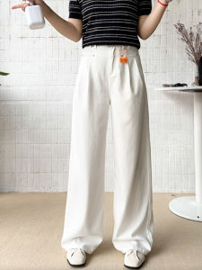 กางเกงยีนส์ขากว้างเอวสูง 3-in-1 กันน้ำ กันฝุ่น กันรอยยับ สำหรับผู้หญิง ฤดูใบไม้ร่วง 2024 กางเกงขายาวทรงตรงจากเส้นใยเลเซอร์ ลูกไม้ ทรงหลวม