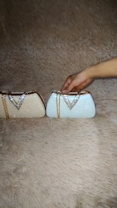 F112127 Clutch Pesta Import Mewah Bling2 Motif Gesper V