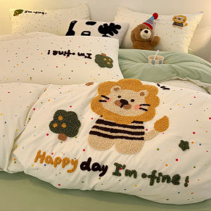 Bộ Đồ Giường Hoạt Hình Dễ Thương Hình Vượn Con 2025 Bộ Đồ Giường Trẻ Em 3-4 Món Bộ Đồ Giường Ký Túc Xá 4 Món Bộ Chăn Đơn
