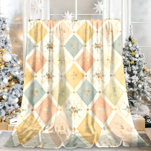 Beast Kingdom | Pastel Colorful Diamond Tile Flannel Blanket Soft Fuzzy Plush Cozy Warm Throw for Sofa Bed Couch Home Decor
