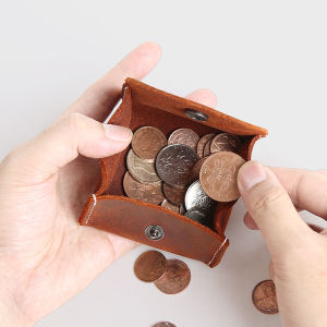 Mini Mens Short Coin Purse Top Layer Cowhide Leather Buckle Wallet Simple Genuine Leather Multi-functional Wallet