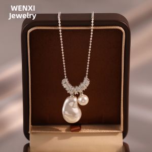 WENXI | French Irregular Pearl Pendant Necklace