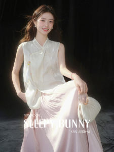 Chinese Style Embroidery Mandarin Collar Sleeveless Blouse