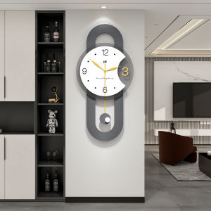 Minimalist Nordic Series Art Elliptic Swing Wall Clock Hot Sale Home Living Room Simple and Fashion Retro Creative Vintage Clock Decorations 57x28cm