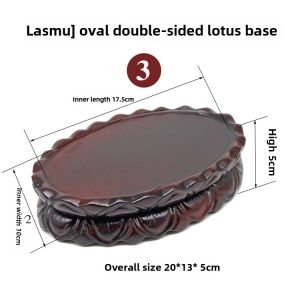 Buddha Statue Guanyin Stone Flower Vase and Flower Pot Stone Head Solid Wood round Wooden Carving Decoration Lotus Base Bracket Digging Groove