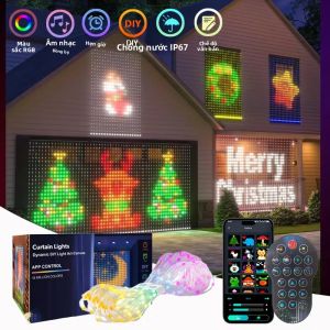 Đèn Rèm LED Thông Minh 1/2 Chiếc Điều Khiển Bằng Ứng Dụng Đồng Bộ Nhạc Chống Nước Trang Trí Trong Nhà Ngoài Trời Tiệc Tùng Đèn Tiên LED Với Họa Tiết Tự Thiết Kế