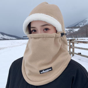ผ้าพันคอหมวกอบอุ่นฤดูหนาว2 In 1ผู้ชายผู้หญิงขั้วแบบร้อนขนแกะ Balaclava หมวกผ้าพันคอ