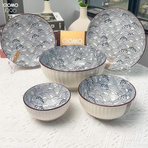 QOMO Abstract Wave Pattern Porcelain Dinnerware Set - 10-Piece