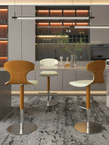 Luxury Stainless Steel Adjustable Height Bar Stool Modern Simple Designer Rotating Italian Style Home Use Counter Chair