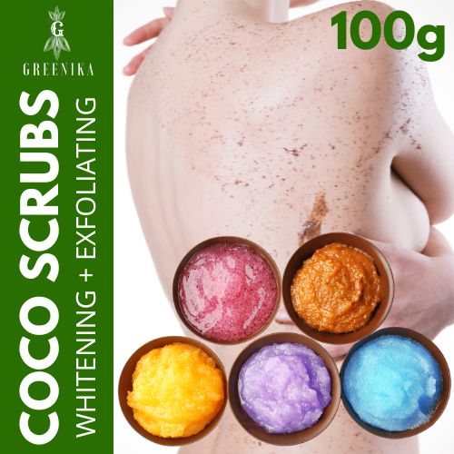 COCO SCRUBS Greenika Exfoliating and Whitening Body Scrub Bath Salt Perfect for DIY Home Spa Virgin Coconut Oil Whitening Ingredients Moisturizing Scrub Whitening Bath Salt Removes Dead Skin Cells