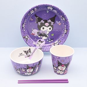 Kurokos Bowl Plate Set Dining Utensils Spoon Melamine Ceramic Bowl Student Cafeteria Bowl Student Dormitory