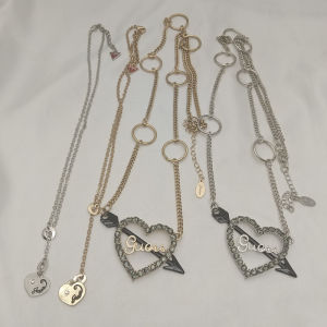 Qingdao Ornament Fashion Style Special-Interest Design Letter Heart-Shaped Full of Diamond Elegant Versatile Simple and Personalized Necklace Sweater Chain