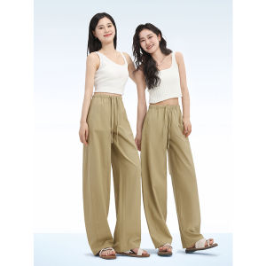 HIPPIE MISS | Petite Girls Hipster Tencel Linen Blend High Waist Loose Wide Leg Pants