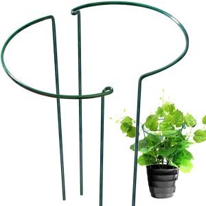 6pcs Plant Support Stakes Half Round Metal Garden Plant StakeIndoor Peony Cages And Supports Green Plant Support RingBorder