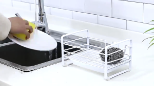 LOADNIX Kitchen Sink Organizer Rack Stainless Steel Dish Soap Sponge Holder Caddy Rustproof Kitchen Storage Shelf with Towel Hanger Space Saving Dishwashing Rack for Kitchen Counter